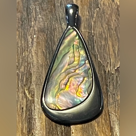 OYSTER BAR Retired LIA SOPHIA Slide Pendant for a necklace Hematite & Abalone 🥰 - Picture 9 of 13